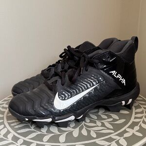 Nike Black and White Alpha Mid-Top Football  Cleats